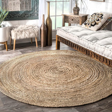 Load image into Gallery viewer, 4’ Round nuLOOM Rigo Woven Jute Area Rug
