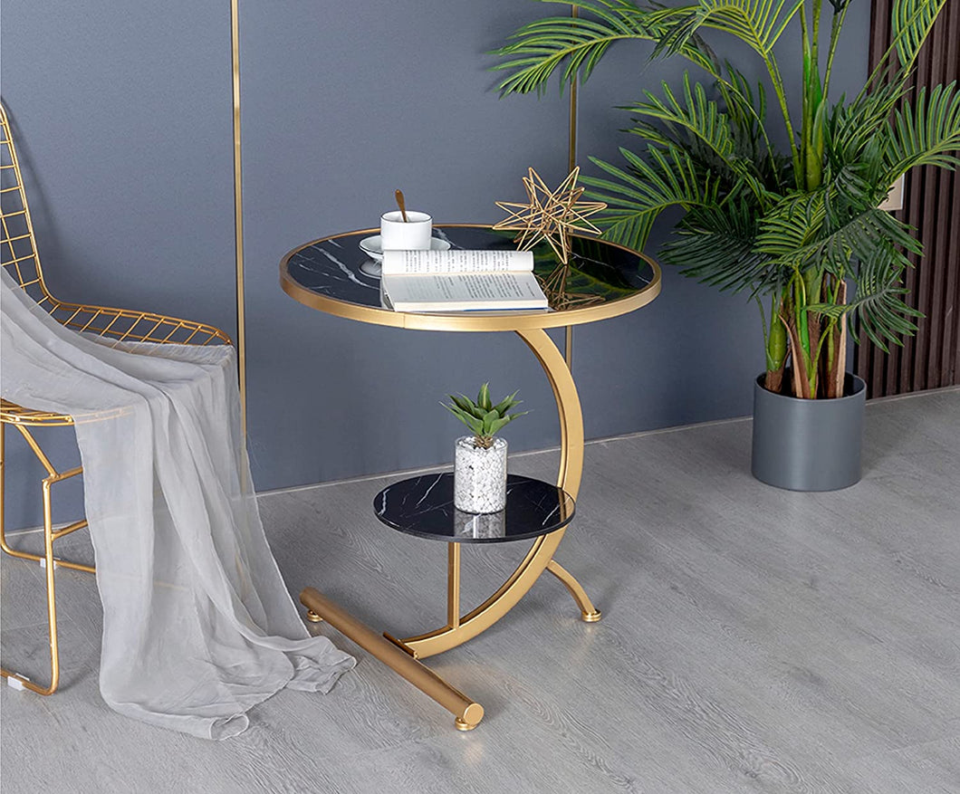 Decor & More Faux Marble Round Side Table (Split Warehouse)